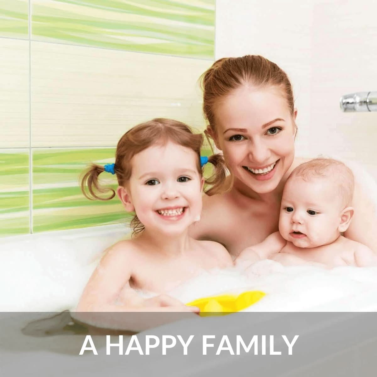 Family in bathtub enjoying clean, soft filtered water.