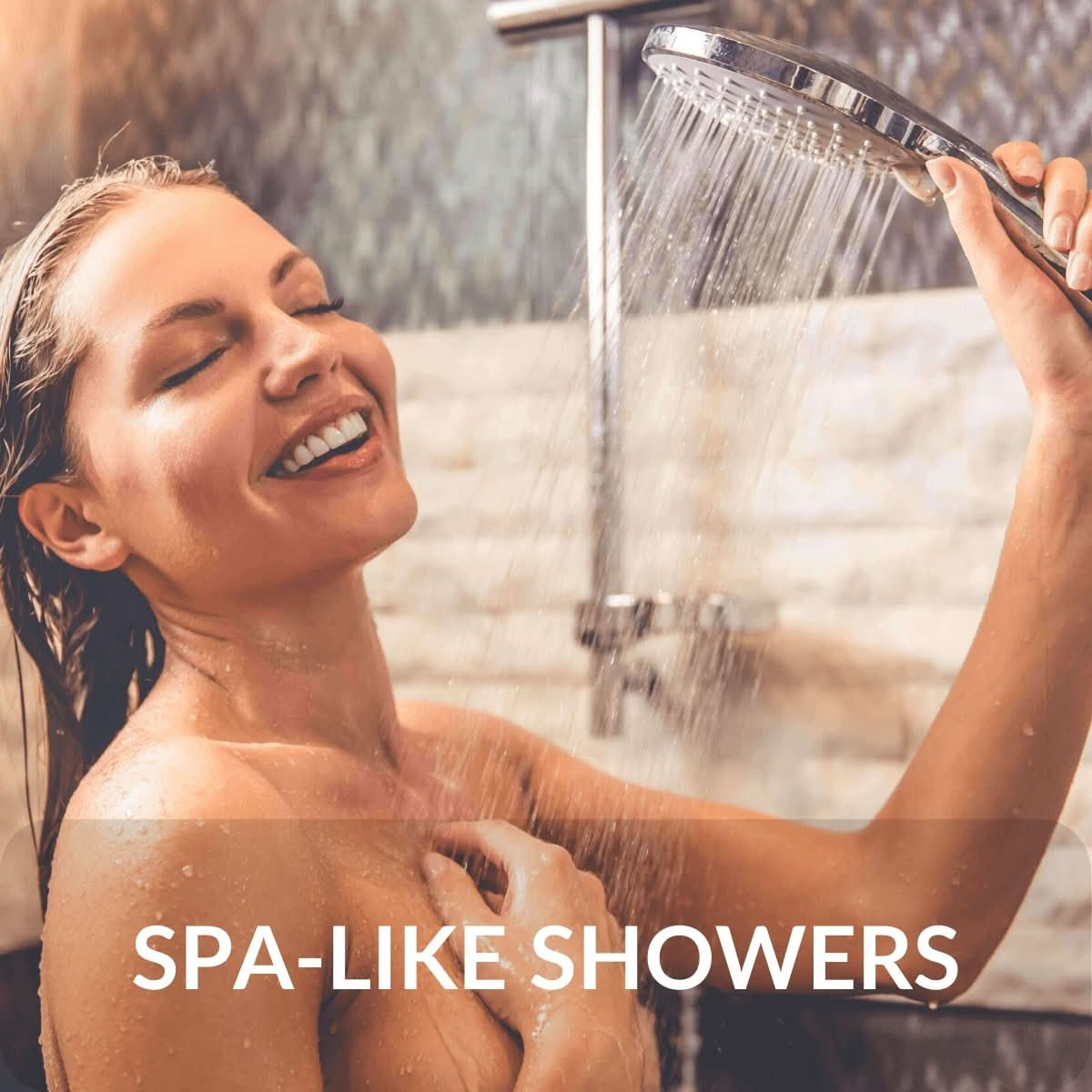 Woman enjoying shower with soft water